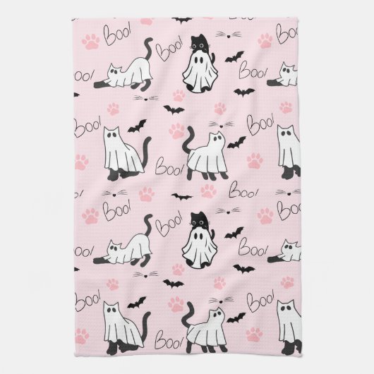 Cute Ghost Cats Halloween Theedoek (Verticaal)