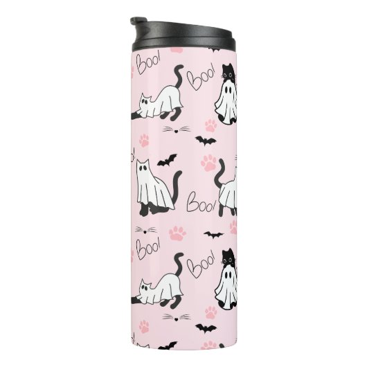 Cute Ghost Cats Halloween Thermosbeker (Geroteerd rechts)