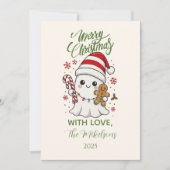 Cute Ghost Christmas Feestdagenkaart (Voorkant)