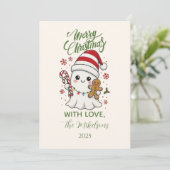 Cute Ghost Christmas Feestdagenkaart (Staand voorkant)