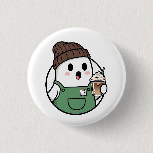Cute Ghost Coffee Button (Voorkant)