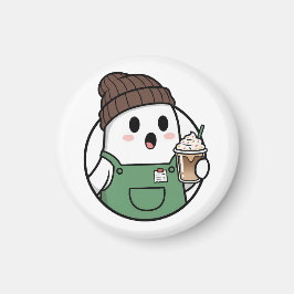 Cute Ghost Coffee Button Magneet