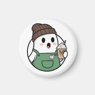 Cute Ghost Coffee Button Magneet