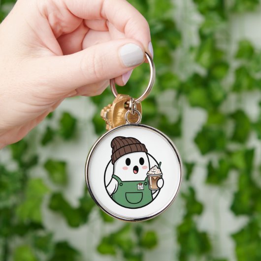 Cute Ghost Coffee Keychain (Hand)