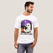 Cute Ghost Coffee Lover Camping Design T-shirt (Voorkant volledig)