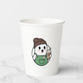 Cute Ghost Coffee Paper Cup – Funny Cartoon Dispos Papieren Bekers (Achterkant)