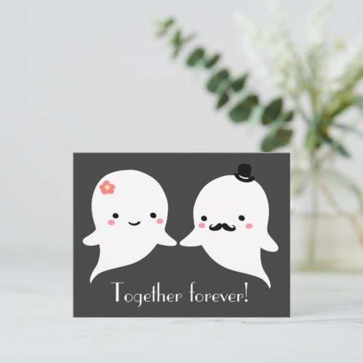 Cute Ghost Couple Briefkaart (Staand voorkant)