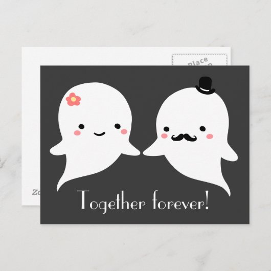 Cute Ghost Couple Briefkaart (Voorkant / Achterkant)