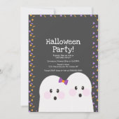 Cute Ghost Couple Halloween Party Sprinkles Grey Kaart (Voorkant)