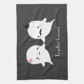 Cute Ghost Couple Theedoek (Verticaal)