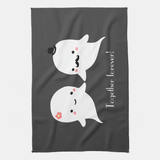  Cute Ghost Couple Theedoek (Verticaal)