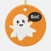 Cute Ghost dat Goes Boo is, Happy Halloween Keramisch Ornament (Voorkant)