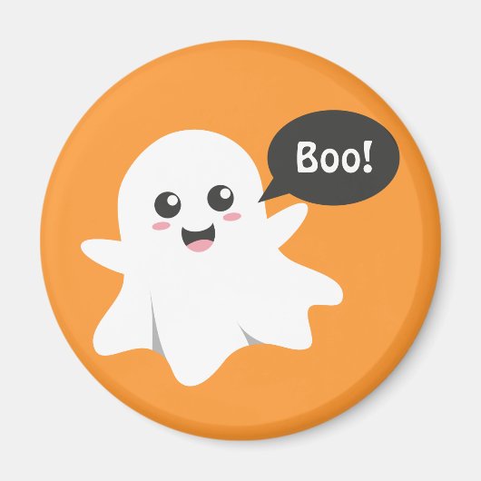 Cute Ghost dat Goes Boo is, Happy Halloween Magneet (Voorkant)