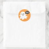 Cute Ghost dat Goes Boo is, Happy Halloween Ronde Sticker (Tas)
