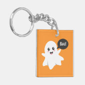 Cute Ghost dat Goes Boo is, Happy Halloween Sleutelhanger (Voorkant Links)