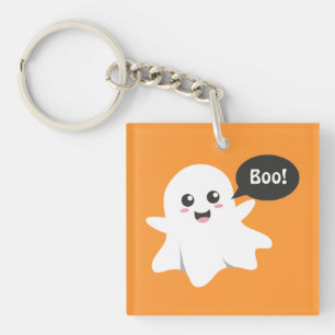 Cute Ghost dat Goes Boo is, Happy Halloween Sleutelhanger