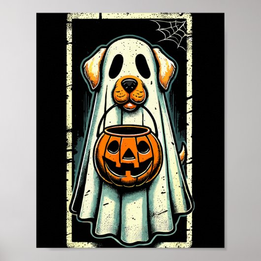 Cute Ghost Dog Men Women Kids Halloween Funny Ghos Poster (Voorkant)