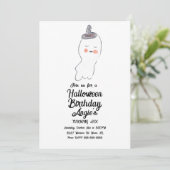 Cute Ghost Doodle Halloween Birthday Party Event Kaart (Staand voorkant)