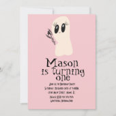 Cute Ghost Doodle Halloween elke zondag roze Kaart (Voorkant)