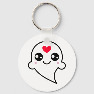 Cute Ghost Emoji Red Heart Sleutelhanger