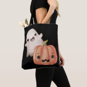 Cute Ghost en Jack-O-Lantern Trick or treat Tote Bag (Dichtbij)