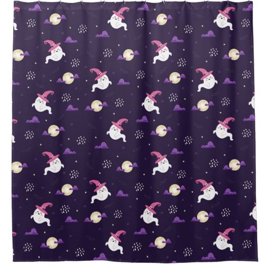 Cute Ghost en Moons Douchegordijn (Voorkant)