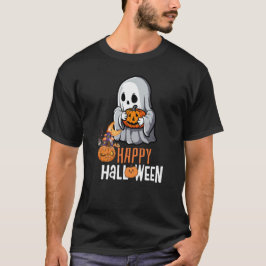 Cute Ghost en Pompoen "Fijne Halloween" T-shirt
