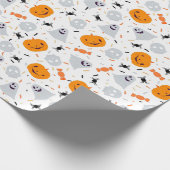 Cute Ghost en Pumpkin Halloween Cadeaupapier (Hoek)