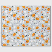 Cute Ghost en Pumpkin Halloween Cadeaupapier (Vlak)