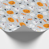 Cute Ghost en Pumpkin Halloween Cadeaupapier (Hoek)