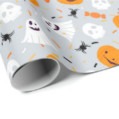Cute Ghost en Pumpkin Halloween Cadeaupapier (Rol Hoek)