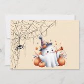 Cute Ghost en Pumpkin Halloween Kaart (Achterkant)