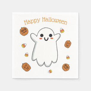 Cute Ghost en Pumpkins Halloween Paper Napkins Servet