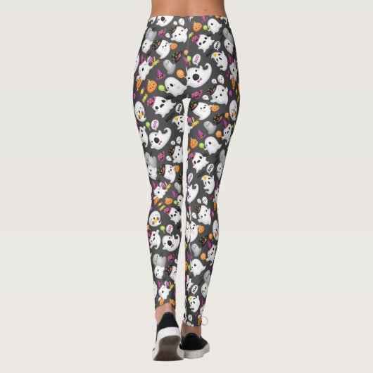Cute Ghost en Tomb Stones Halloween Leggings (Achterkant)