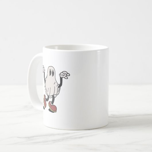 Cute ghost enjoying koffiemok (Voorkant links)