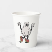 Cute ghost enjoying papieren bekers (Achterkant)