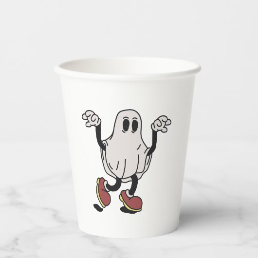 Cute ghost enjoying papieren bekers (Voorkant)