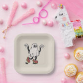 Cute ghost enjoying papieren bordje (Feest)