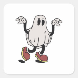 Cute ghost enjoying vierkante sticker