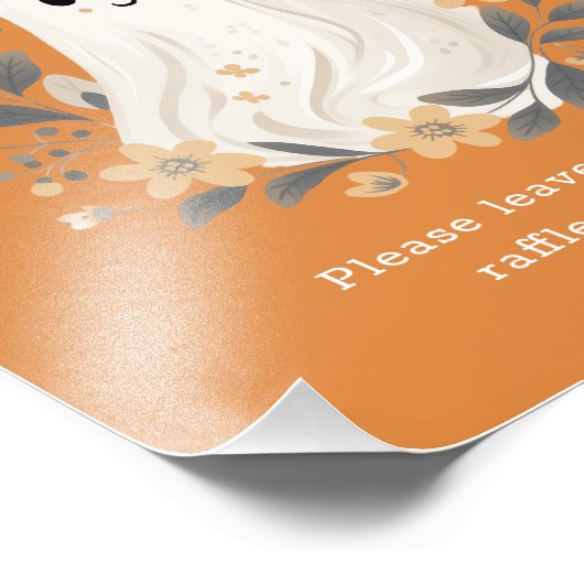 Cute Ghost Fall Diaper Raffle Baby Shower Sign Foto Afdruk (Hoek)