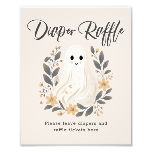 Cute Ghost Fall Luier Raffle Baby Shower Bord Foto Afdruk (Voorkant)