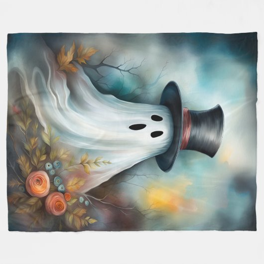Cute Ghost Fleece Deken (Voorkant (Horizontaal))