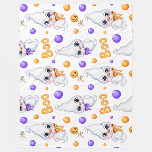 Cute Ghost Fleece Deken (Voorkant)