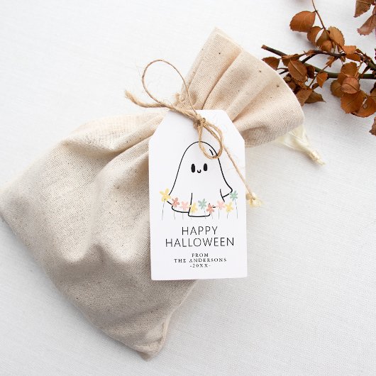Cute Ghost Floral Halloween Cadeaulabel