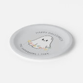 Cute Ghost Floral Halloween Gray Papieren Bordje (Gekanteld)