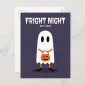 Cute Ghost Fright Night Halloween Feestdagenkaart (Voorkant / Achterkant)