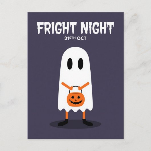 Cute Ghost Fright Night Halloween Feestdagenkaart (Voorkant)