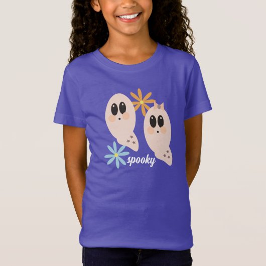 Cute Ghost Ghoul Retro Groovy Floral T-shirt (Voorkant)