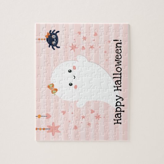 Cute Ghost Girly Happy Halloween Legpuzzel (Verticaal)