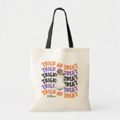 Cute Ghost Groovy Trick or treat Canvas tas (Voorkant)